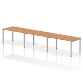 Impulse Single Row 3 Person Bench Desk W1400 x D800 x H730mm Oak Finish Silver Frame - IB00331 DD
